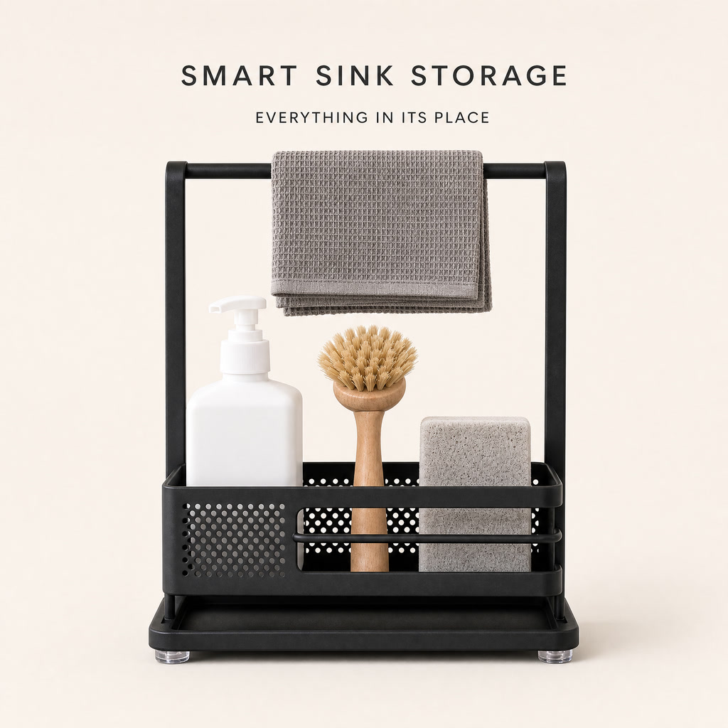 Premium Sink Caddy Organizer – Kitchen Countertop Storage Rack