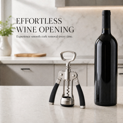 Smooth-Action Winged Corkscrew – Multi-Function Stainless Steel Wine & Bottle Opener with Non-Slip Ergonomic Handles