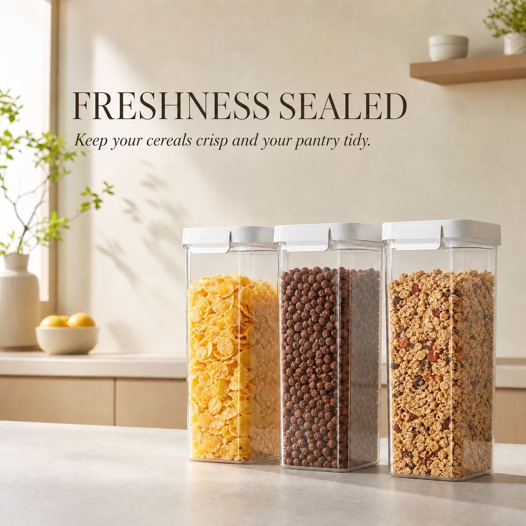 Airtight Cereal Storage Container – Clear Food Storage Organizer