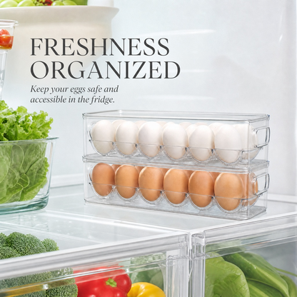 Stackable Egg Organizer – Clear Refrigerator Egg Storage Container