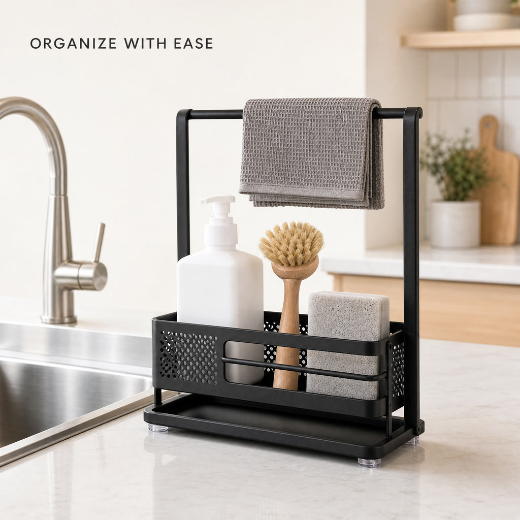 Premium Sink Caddy Organizer – Kitchen Countertop Storage Rack
