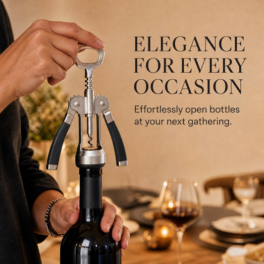Smooth-Action Winged Corkscrew – Multi-Function Stainless Steel Wine & Bottle Opener with Non-Slip Ergonomic Handles