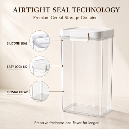 Airtight Cereal Storage Container – Clear Food Storage Organizer