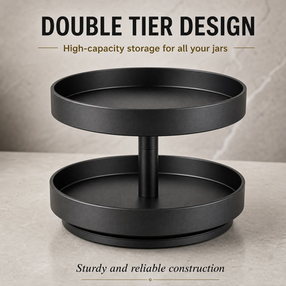 Rotating Spice Rack Organizer – 2 Tier Kitchen Storage Rack