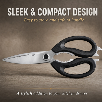 Multi-Function Kitchen Scissors – Heavy-Duty Food Shears with Nut Cracker & Bottle Opener
