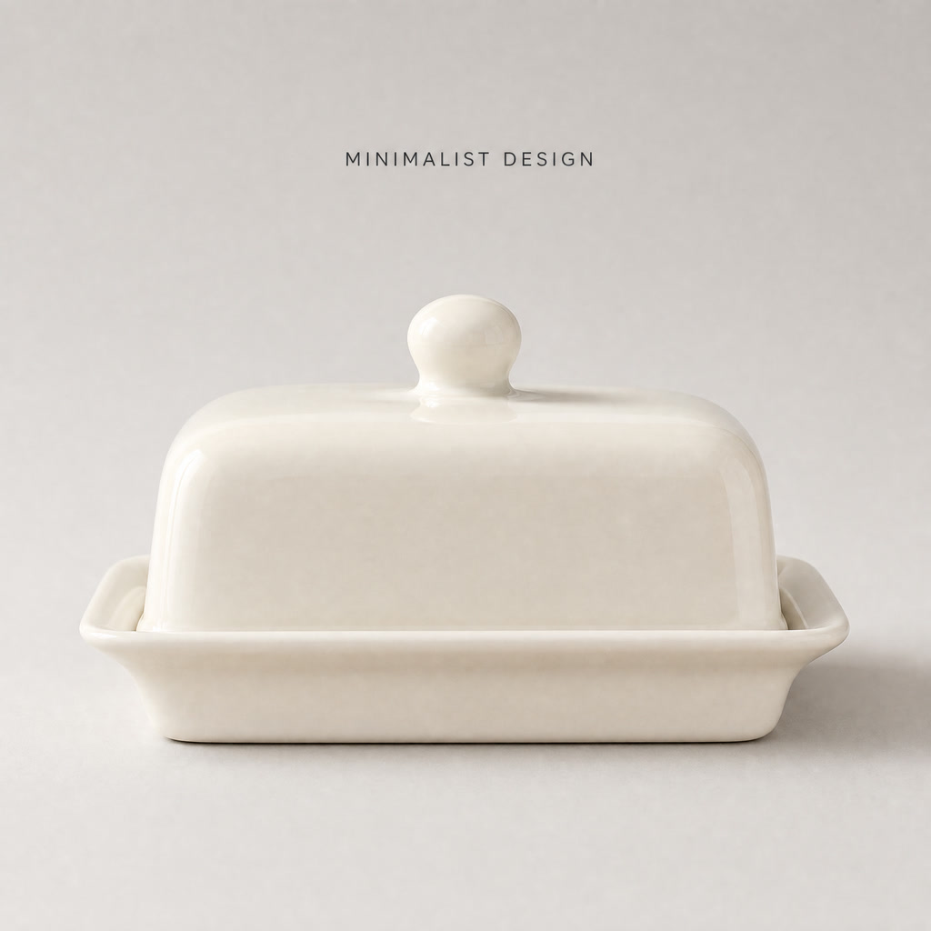 Ceramic Butter Dish with Lid – Cream White Porcelain Butter Keeper