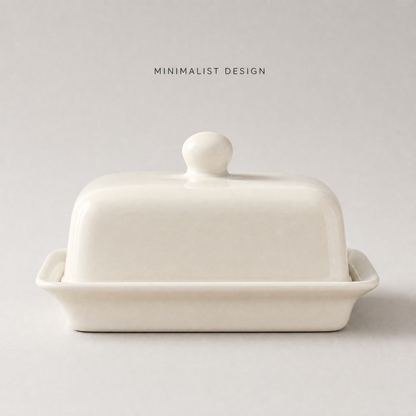 Ceramic Butter Dish with Lid – Cream White Porcelain Butter Keeper
