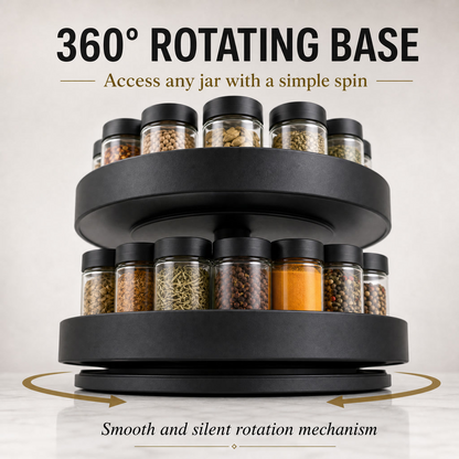 Rotating Spice Rack Organizer – 2 Tier Kitchen Storage Rack