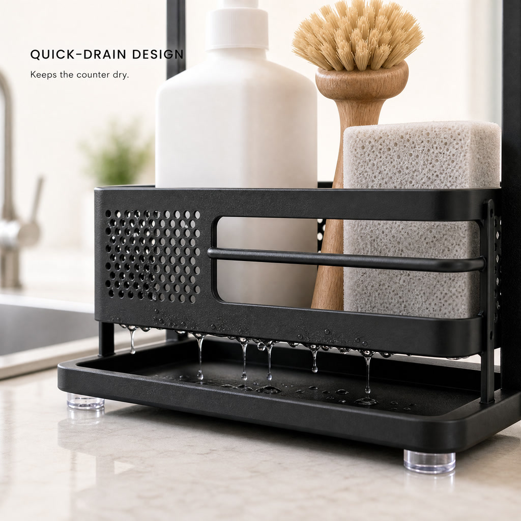 Premium Sink Caddy Organizer – Kitchen Countertop Storage Rack