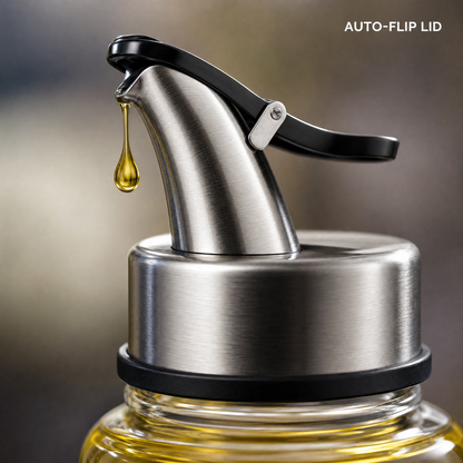 Glass Oil Dispenser Bottle – 500ml Stainless Steel Spout Kitchen Oil Pourer