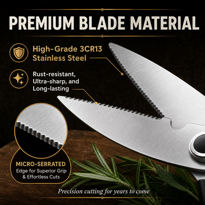 Multi-Function Kitchen Scissors – Heavy-Duty Food Shears with Nut Cracker & Bottle Opener