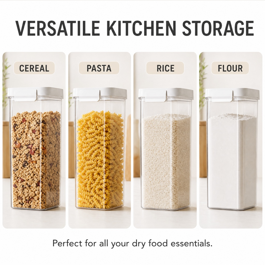 Airtight Cereal Storage Container – Clear Food Storage Organizer
