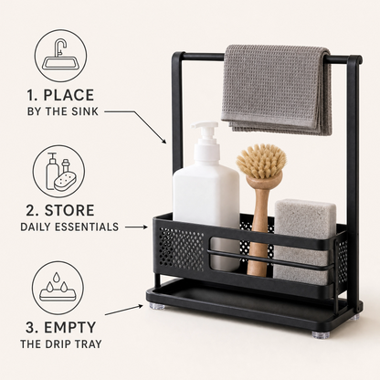 Premium Sink Caddy Organizer – Kitchen Countertop Storage Rack