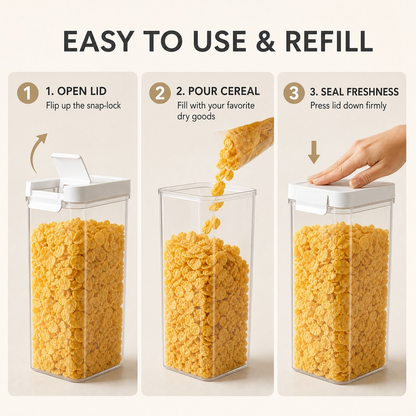 Airtight Cereal Storage Container – Clear Food Storage Organizer